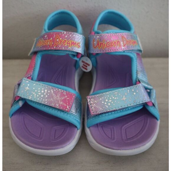 Skechers Youth Girls' Sz 11 Purple Multi Unicorn Dreams Light Up Sandals - Picture 2 of 9